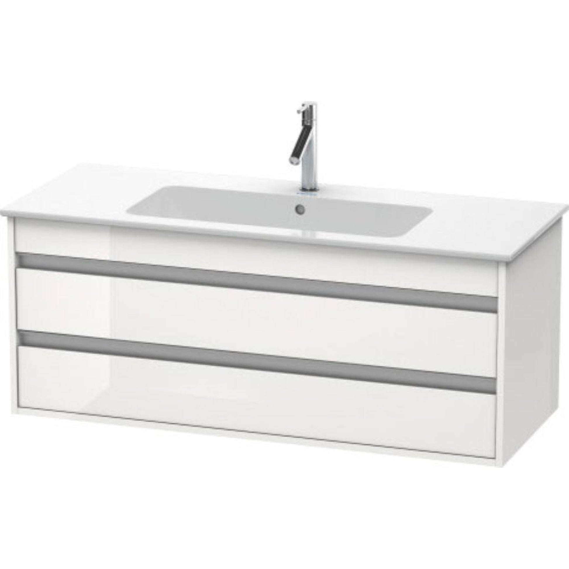 Duravit Ketho 47" x 19" x 19" Two Drawer Wall-Mount Vanity Unit in White High Gloss