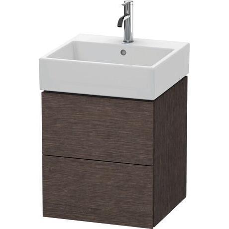 Duravit L-Cube 19" x 21" x 18" Dark Brushed Oak Two Drawer Wall-Mount Vanity Unit (LC627407272)