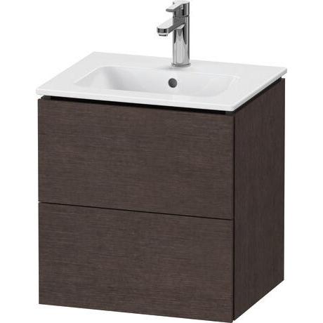 Duravit L-Cube 20" x 22" x 17" Dark Brushed Oak Two Drawer Wall-Mount Vanity Unit (LC621807272)