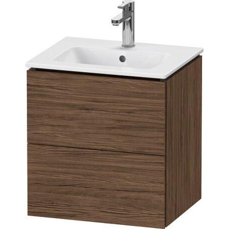 Duravit L-Cube 20" x 22" x 17" Walnut Dark Two Drawer Wall-Mount Vanity Unit (LC621802121)