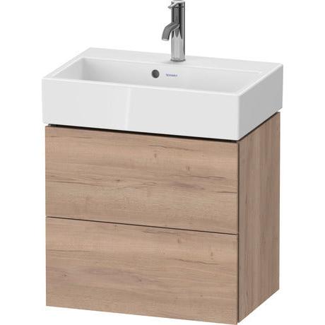 Duravit L-Cube 23" x 21" x 15" Dark Brushed Oak Two Drawer Wall-Mount Vanity Unit (LC621907272)