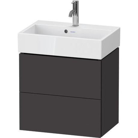 Duravit L-Cube 23" x 21" x 15" Graphite Two Drawer Wall-Mount Vanity Unit (LC621908080)