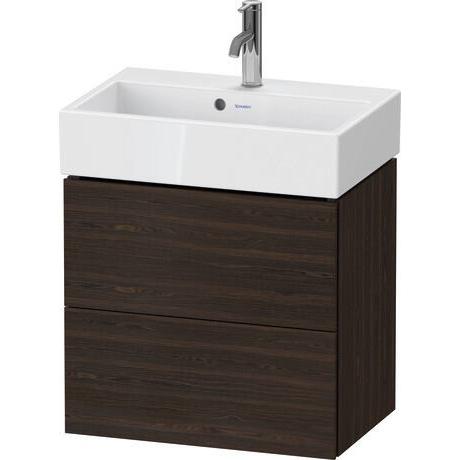 Duravit L-Cube 23" x 21" x 15" Walnut Brushed Two Drawer Wall-Mount Vanity Unit (LC621906969)