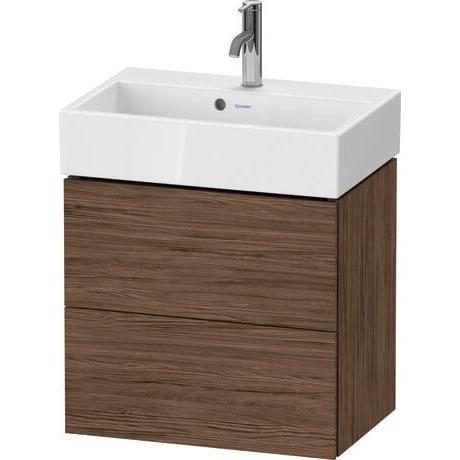 Duravit L-Cube 23" x 21" x 15" Walnut Dark Two Drawer Wall-Mount Vanity Unit (LC621902121)
