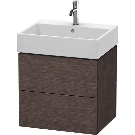 Duravit L-Cube 23" x 21" x 18" Dark Brushed Oak Two Drawer Wall-Mount Vanity Unit (LC627507272)