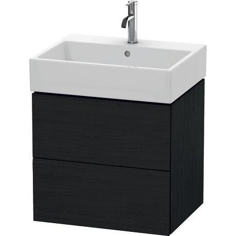 Duravit L-Cube 23" x 21" x 18" Oak Black Two Drawer Wall-Mount Vanity Unit (LC627501616)