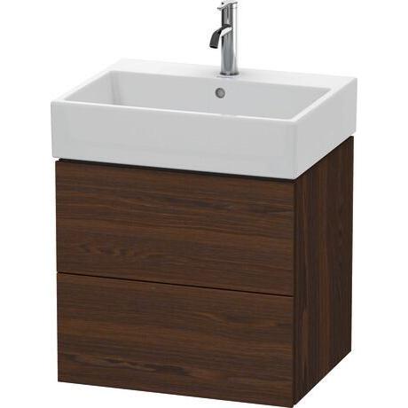 Duravit L-Cube 23" x 21" x 18" Walnut Brushed Two Drawer Wall-Mount Vanity Unit (LC627506969)