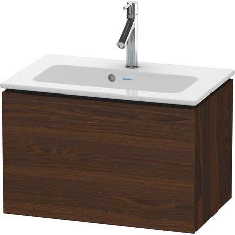 Duravit L-Cube 24" x 16" x 15" Walnut Brushed One Drawer Wall-Mount Vanity Unit (LC615606969)