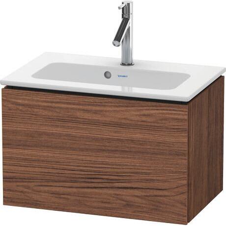 Duravit L-Cube 24" x 16" x 15" Walnut Dark One Drawer Wall-Mount Vanity Unit (LC615602121)