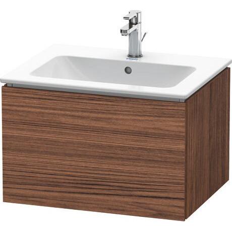 Duravit L-Cube 24" x 16" x 19" Walnut Dark One Drawer Wall-Mount Vanity Unit (LC614002121)