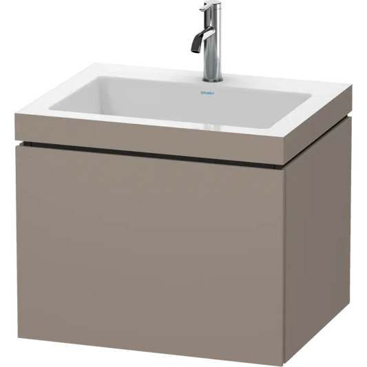 Duravit L-Cube 24" x 20" x 19" Basalt One Drawer C-Bonded Wall-Mount Vanity Kit (LC6916O4343)