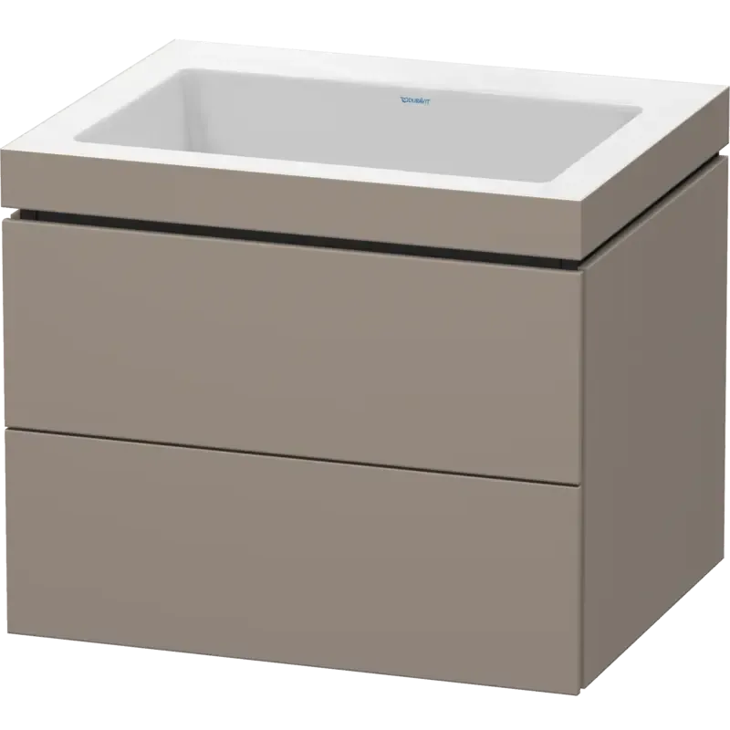 Duravit L-Cube 24" x 20" x 19" Basalt Two Drawer C-Bonded Wall-Mount Vanity Kit (LC6926N4343)