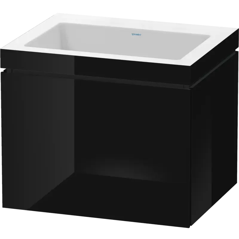 Duravit L-Cube 24" x 20" x 19" Black One Drawer C-Bonded Wall-Mount Vanity Kit (LC6916N4040)