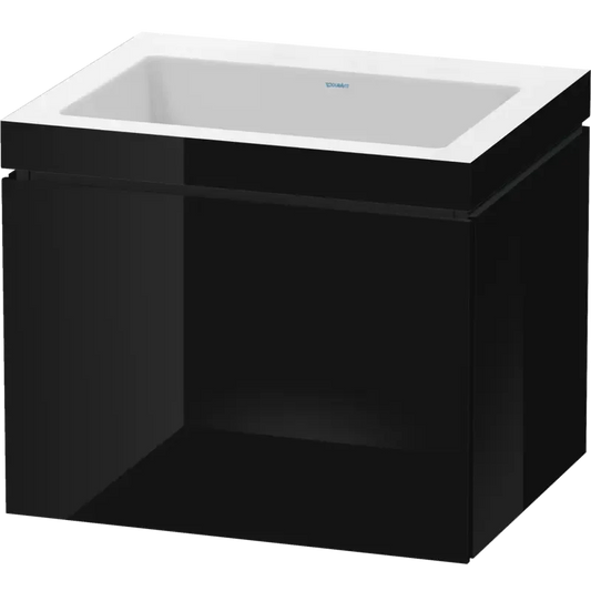 Duravit L-Cube 24" x 20" x 19" Black One Drawer C-Bonded Wall-Mount Vanity Kit (LC6916N4040)