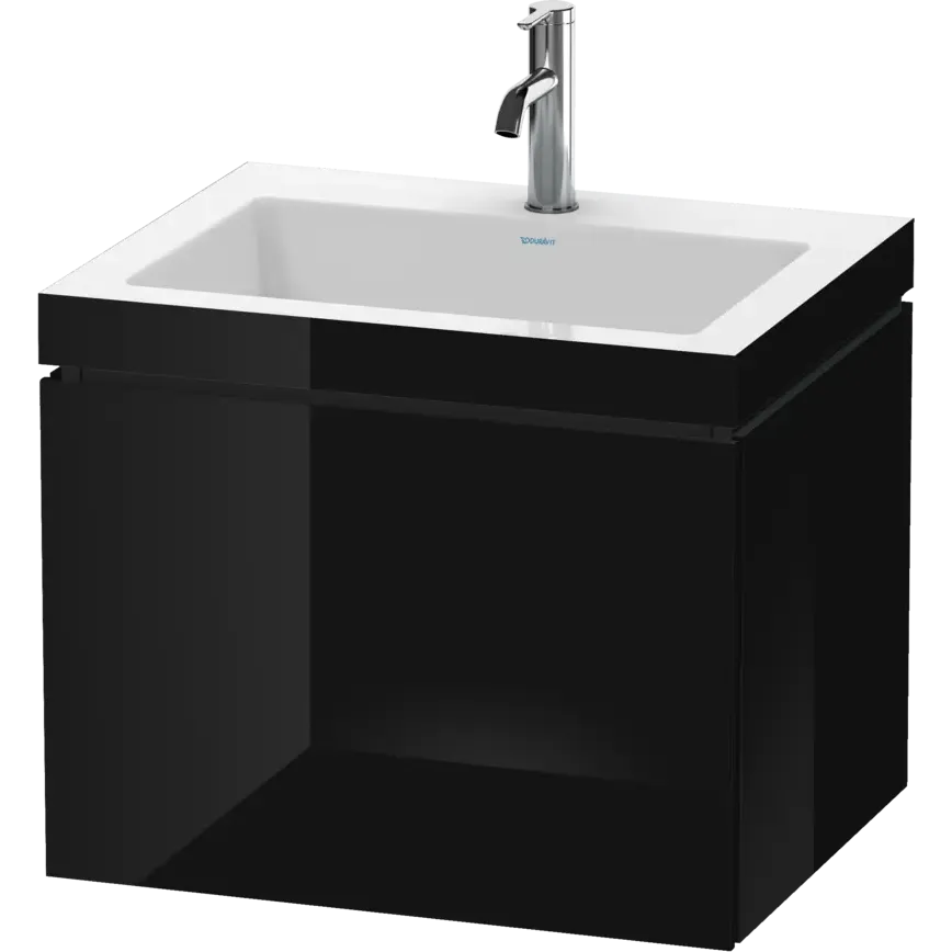Duravit L-Cube 24" x 20" x 19" Black One Drawer C-Bonded Wall-Mount Vanity Kit (LC6916O4040)