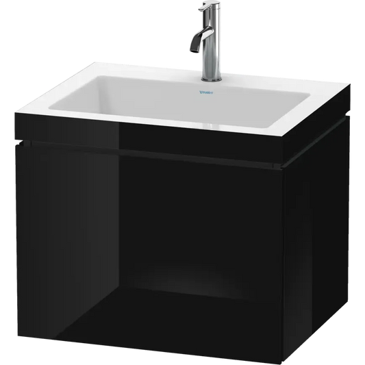 Duravit L-Cube 24" x 20" x 19" Black One Drawer C-Bonded Wall-Mount Vanity Kit (LC6916O4040)