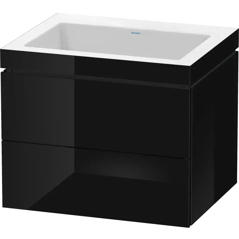 Duravit L-Cube 24" x 20" x 19" Black Two Drawer C-Bonded Wall-Mount Vanity Kit (LC6926N4040)