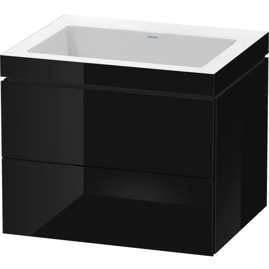 Duravit L-Cube 24" x 20" x 19" Black Two Drawer C-Bonded Wall-Mount Vanity Kit (LC6926N4040)
