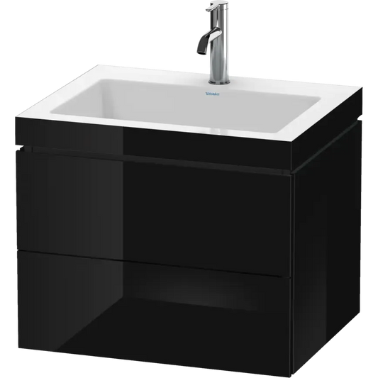 Duravit L-Cube 24" x 20" x 19" Black Two Drawer C-Bonded Wall-Mount Vanity Kit (LC6926O4040)