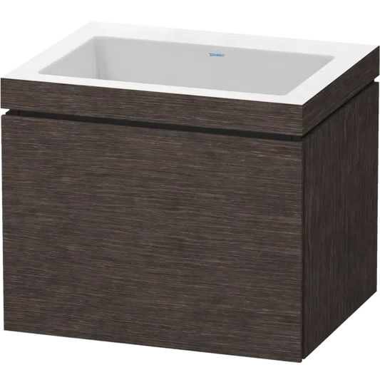 Duravit L-Cube 24" x 20" x 19" Dark Brushed Oak One Drawer C-Bonded Wall-Mount Vanity Kit (LC6916N7272)