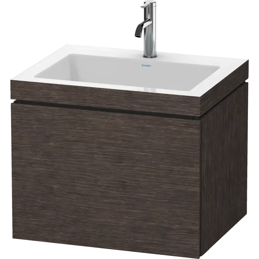 Duravit L-Cube 24" x 20" x 19" Dark Brushed Oak One Drawer C-Bonded Wall-Mount Vanity Kit (LC6916O7272)