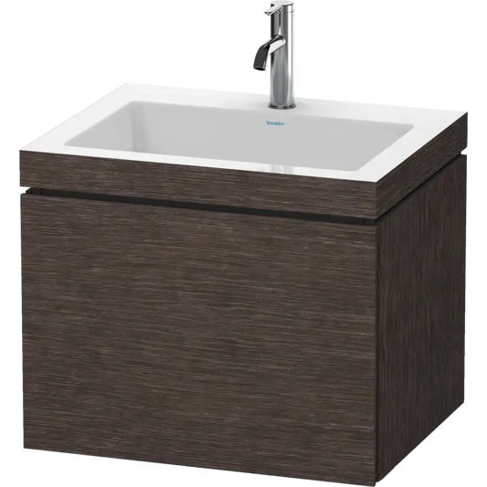 Duravit L-Cube 24" x 20" x 19" Dark Brushed Oak One Drawer C-Bonded Wall-Mount Vanity Kit (LC6916O7272)