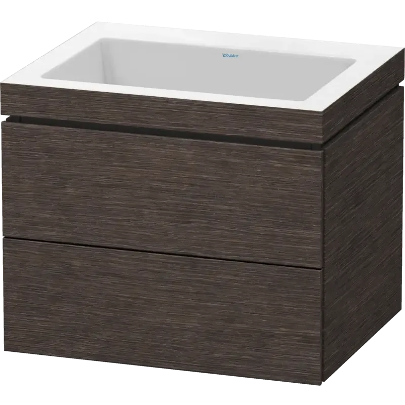 Duravit L-Cube 24" x 20" x 19" Dark Brushed Oak Two Drawer C-Bonded Wall-Mount Vanity Kit (LC6926N7272)