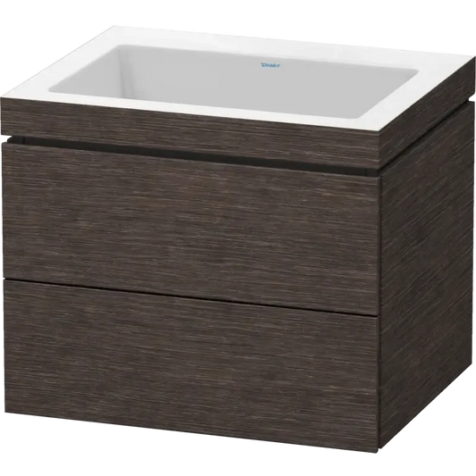 Duravit L-Cube 24" x 20" x 19" Dark Brushed Oak Two Drawer C-Bonded Wall-Mount Vanity Kit (LC6926N7272)