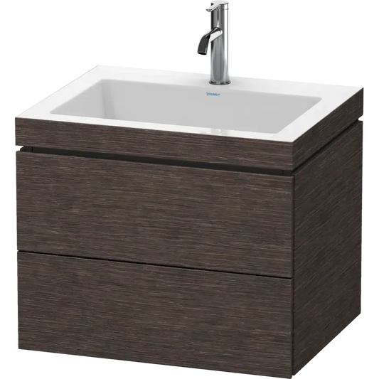 Duravit L-Cube 24" x 20" x 19" Dark Brushed Oak Two Drawer C-Bonded Wall-Mount Vanity Kit (LC6926O7272)