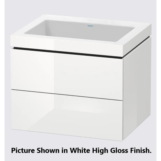 Duravit L-Cube 24" x 20" x 19" Dolomite Gray Two Drawer C-Bonded Wall-Mount Vanity Kit (LC6926N3838)