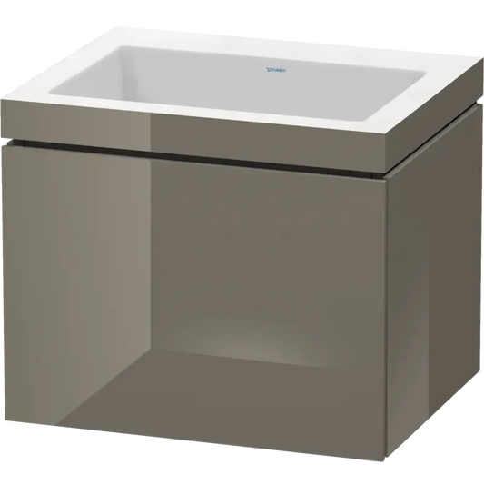 Duravit L-Cube 24" x 20" x 19" Flannel Gray One Drawer C-Bonded Wall-Mount Vanity Kit (LC6916N8989)