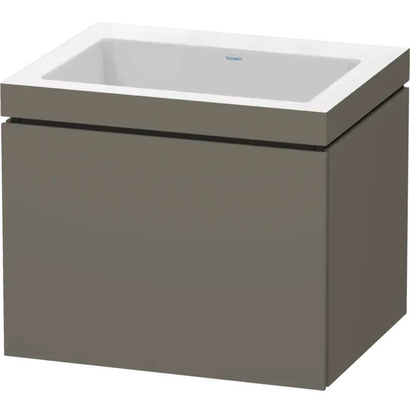 Duravit L-Cube 24" x 20" x 19" Flannel Gray One Drawer C-Bonded Wall-Mount Vanity Kit (LC6916N9090)
