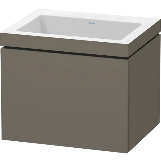 Duravit L-Cube 24" x 20" x 19" Flannel Gray One Drawer C-Bonded Wall-Mount Vanity Kit (LC6916N9090)