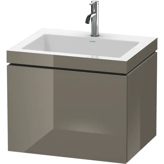Duravit L-Cube 24" x 20" x 19" Flannel Gray One Drawer C-Bonded Wall-Mount Vanity Kit (LC6916O8989)