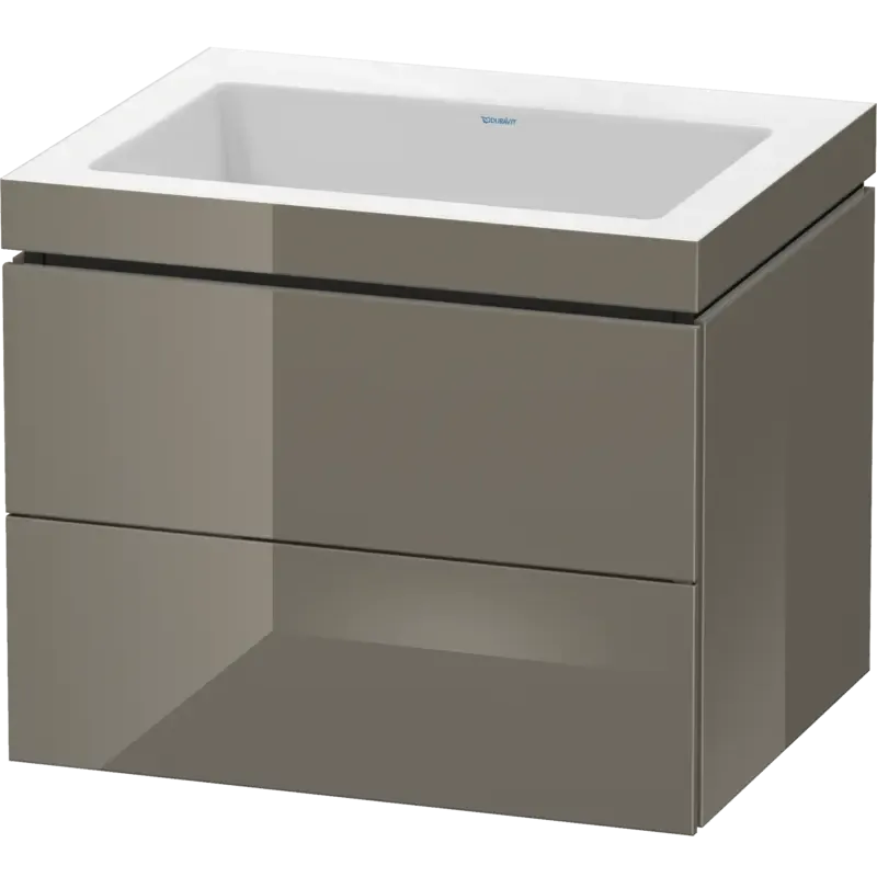 Duravit L-Cube 24" x 20" x 19" Flannel Gray Two Drawer C-Bonded Wall-Mount Vanity Kit (LC6926N8989)