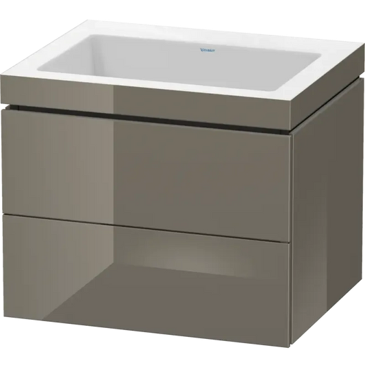 Duravit L-Cube 24" x 20" x 19" Flannel Gray Two Drawer C-Bonded Wall-Mount Vanity Kit (LC6926N8989)