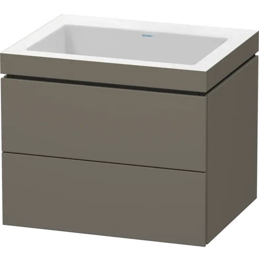 Duravit L-Cube 24" x 20" x 19" Flannel Gray Two Drawer C-Bonded Wall-Mount Vanity Kit (LC6926N9090)
