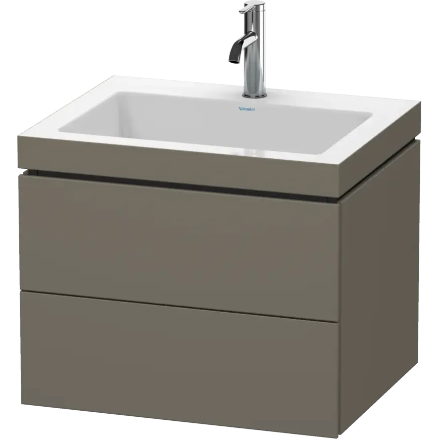 Duravit L-Cube 24" x 20" x 19" Flannel Gray Two Drawer C-Bonded Wall-Mount Vanity Kit (LC6926O9090)