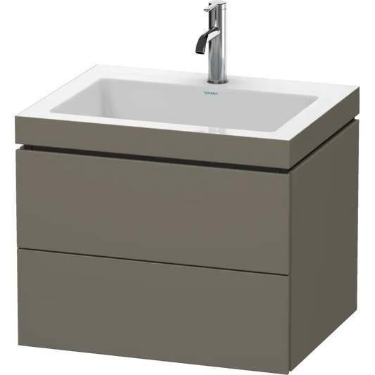 Duravit L-Cube 24" x 20" x 19" Flannel Gray Two Drawer C-Bonded Wall-Mount Vanity Kit (LC6926O9090)