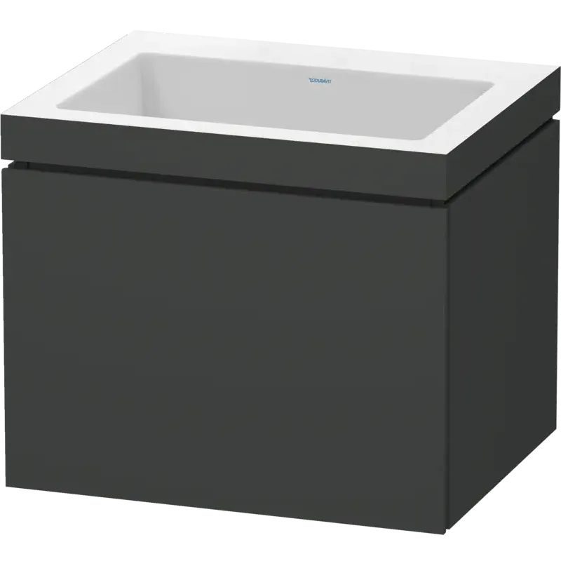 Duravit L-Cube 24" x 20" x 19" Graphite One Drawer C-Bonded Wall-Mount Vanity Kit (LC6916N4949)