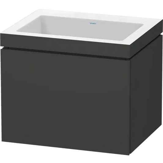 Duravit L-Cube 24" x 20" x 19" Graphite One Drawer C-Bonded Wall-Mount Vanity Kit (LC6916N4949)