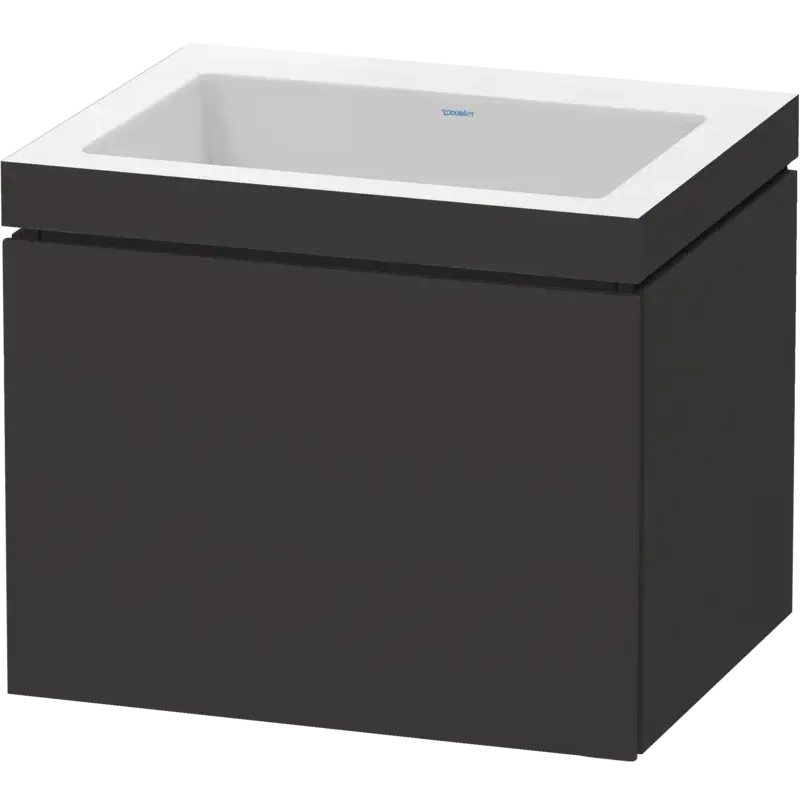 Duravit L-Cube 24" x 20" x 19" Graphite One Drawer C-Bonded Wall-Mount Vanity Kit (LC6916N8080)