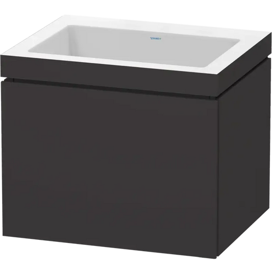 Duravit L-Cube 24" x 20" x 19" Graphite One Drawer C-Bonded Wall-Mount Vanity Kit (LC6916N8080)