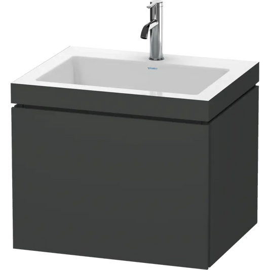 Duravit L-Cube 24" x 20" x 19" Graphite One Drawer C-Bonded Wall-Mount Vanity Kit (LC6916O4949)
