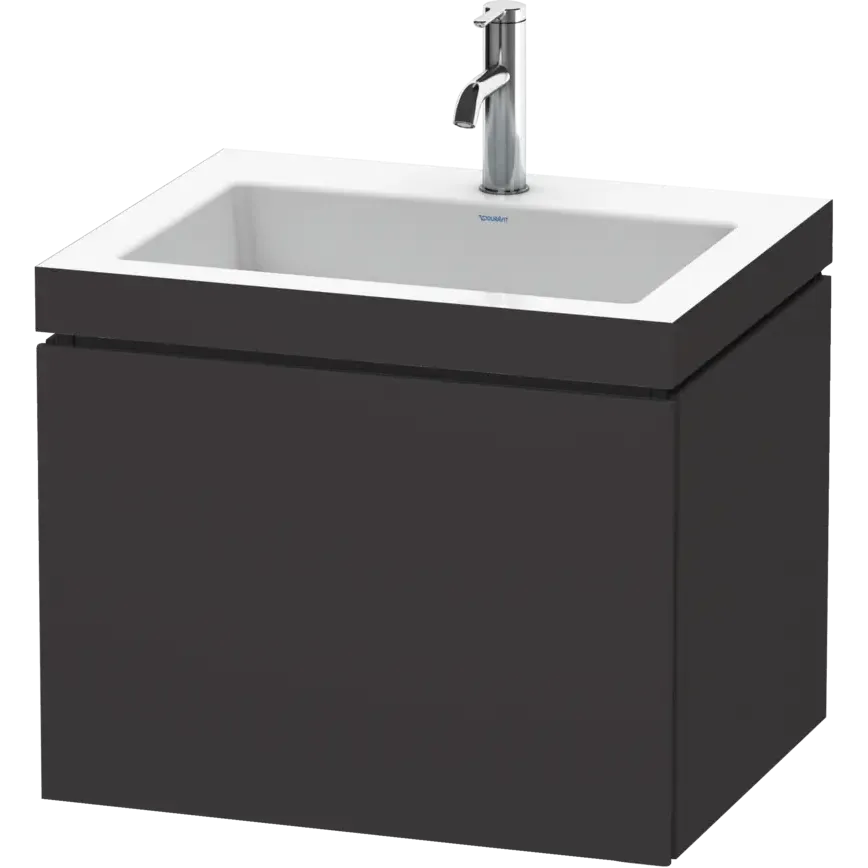 Duravit L-Cube 24" x 20" x 19" Graphite One Drawer C-Bonded Wall-Mount Vanity Kit (LC6916O8080)