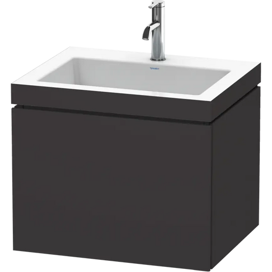 Duravit L-Cube 24" x 20" x 19" Graphite One Drawer C-Bonded Wall-Mount Vanity Kit (LC6916O8080)