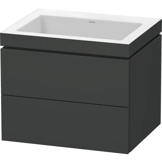 Duravit L-Cube 24" x 20" x 19" Graphite Two Drawer C-Bonded Wall-Mount Vanity Kit (LC6926N4949)