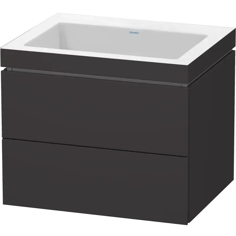 Duravit L-Cube 24" x 20" x 19" Graphite Two Drawer C-Bonded Wall-Mount Vanity Kit (LC6926N8080)