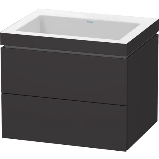 Duravit L-Cube 24" x 20" x 19" Graphite Two Drawer C-Bonded Wall-Mount Vanity Kit (LC6926N8080)