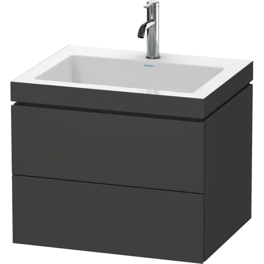 Duravit L-Cube 24" x 20" x 19" Graphite Two Drawer C-Bonded Wall-Mount Vanity Kit (LC6926O4949)